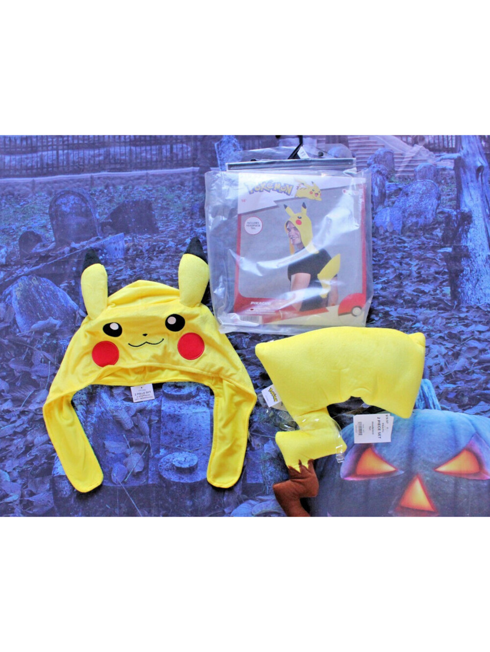 Disguise Pokémon Pikachu Costume Accessory Kit Headpiece Tail Adult One Size New